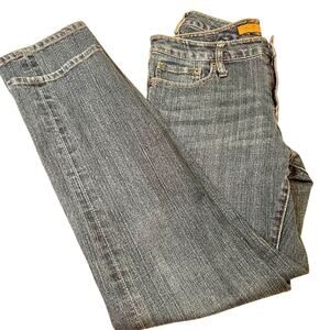 Seven7 jeans medium wash straight leg blue denim logo stitching on pockets Sz 8